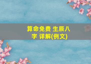 算命免费 生辰八字 详解(例文)